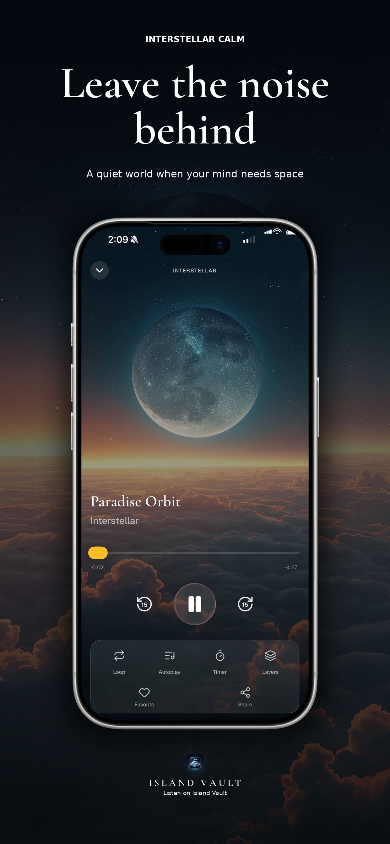 Island Vault App Store screenshot showing a calm reset